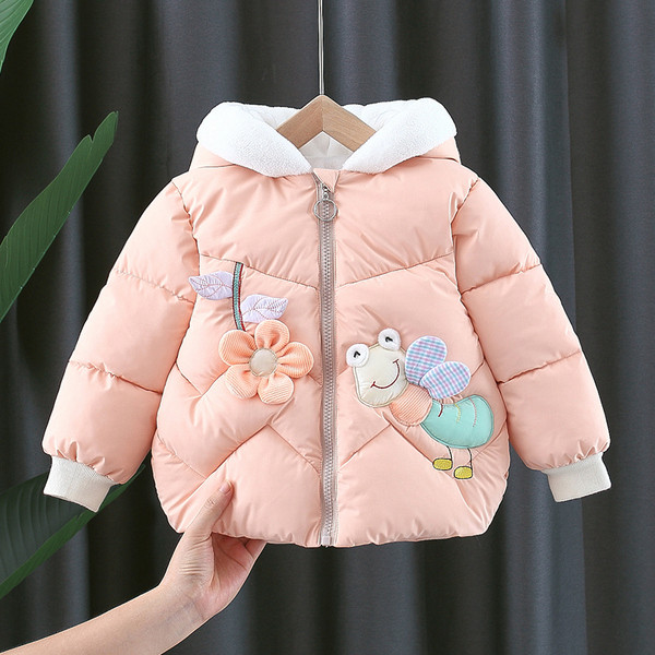 3D elemendi ja kapuutsiga igapäevane laste soojendaja tüdrukutele