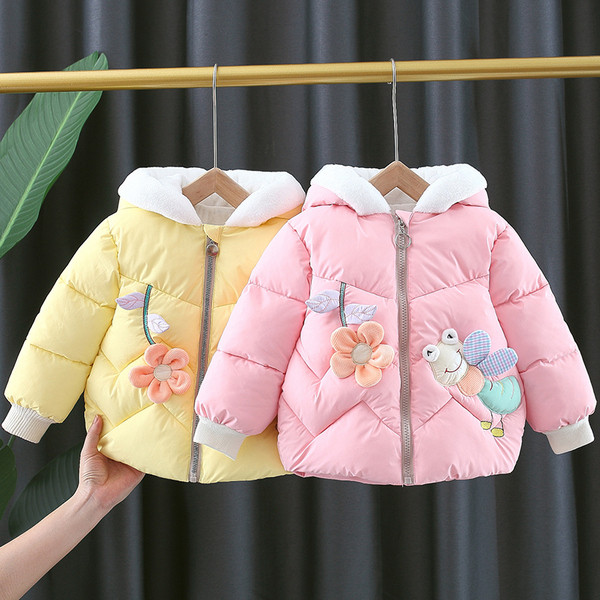 3D elemendi ja kapuutsiga igapäevane laste soojendaja tüdrukutele