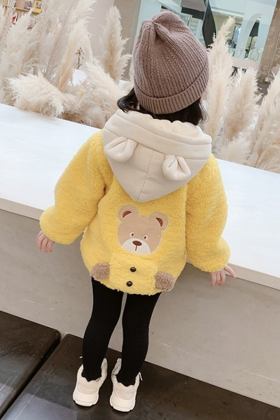 Tüdrukutele sobiv kapuutsiga ja aplikatsiooniga laste vabaaja sulejope