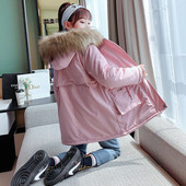 Pehme voodri ja kapuutsiga talvine laste jope tüdrukutele