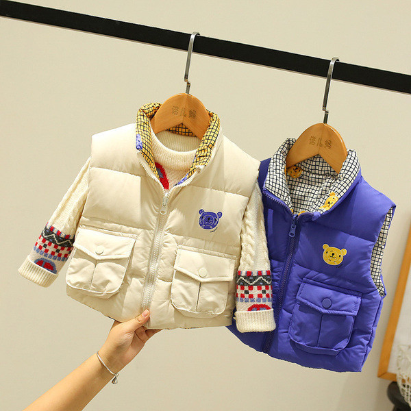 Laste kaherealine taskutega vest poistele