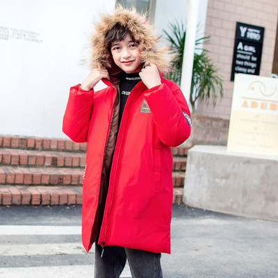 Igapäevane laste jope poistele sulestikuga kapuutsiga