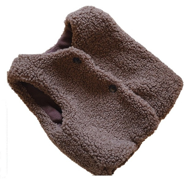 Παιδικό γιλέκο για κορίτσια με οβάλ γιάκα και κουμπιά