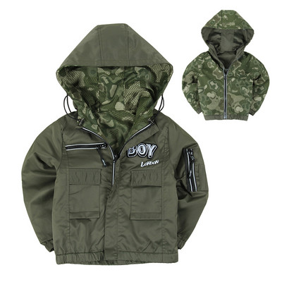 Φθινοπωρινό παιδικό μπουφάν για αγόρια με δύο πρόσωπα