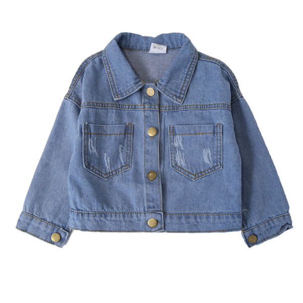 Παιδικό τζιν μπουφάν με κλασικό γιακά και απλικέ στη πλάτη