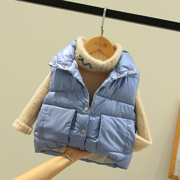 Dječji prsluk za djevojčice i dječake s gumbima i visokim ovratnikom