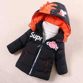 Παιδικό μοντέρνο χειμερινό μπουφάν με απλικέ - για αγόρια