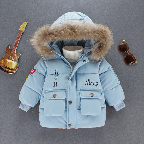Παιδικό χειμερινό μπουφάν με κουκούλα και τσέπες για αγόρια