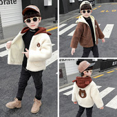 Pehme ja kapuutsiga laste talvejope poistele