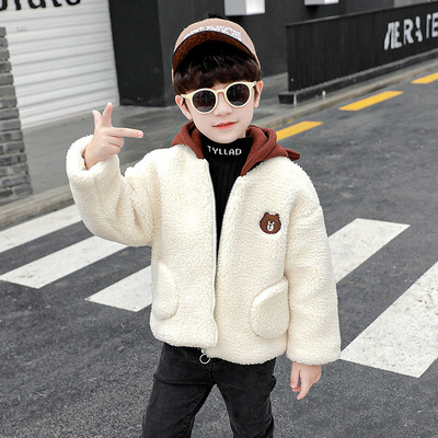 Pehme ja kapuutsiga laste talvejope poistele