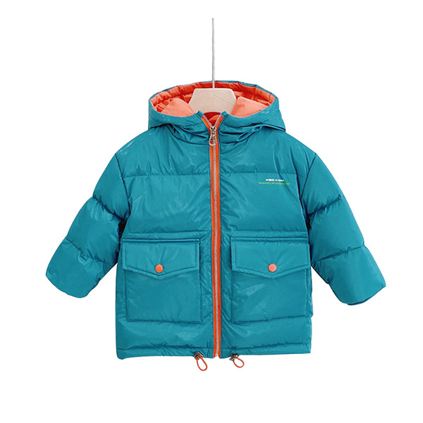 Zimska dječja jakna za dječake s kapuljačom i džepovima