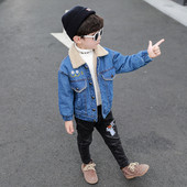 Casual παιδικό τζιν μπουφάν με ζεστή επένδυση κατάλληλο για αγόρια