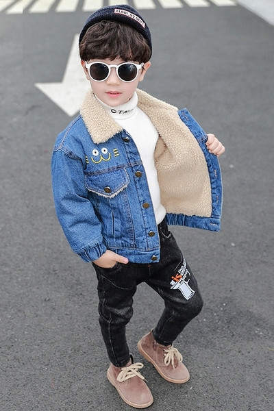 Casual παιδικό τζιν μπουφάν με ζεστή επένδυση κατάλληλο για αγόρια