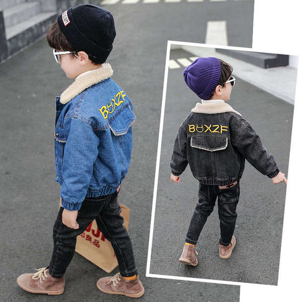 Casual παιδικό τζιν μπουφάν με ζεστή επένδυση κατάλληλο για αγόρια