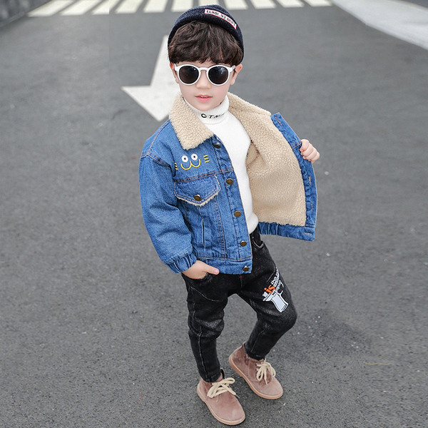 Casual παιδικό τζιν μπουφάν με ζεστή επένδυση κατάλληλο για αγόρια