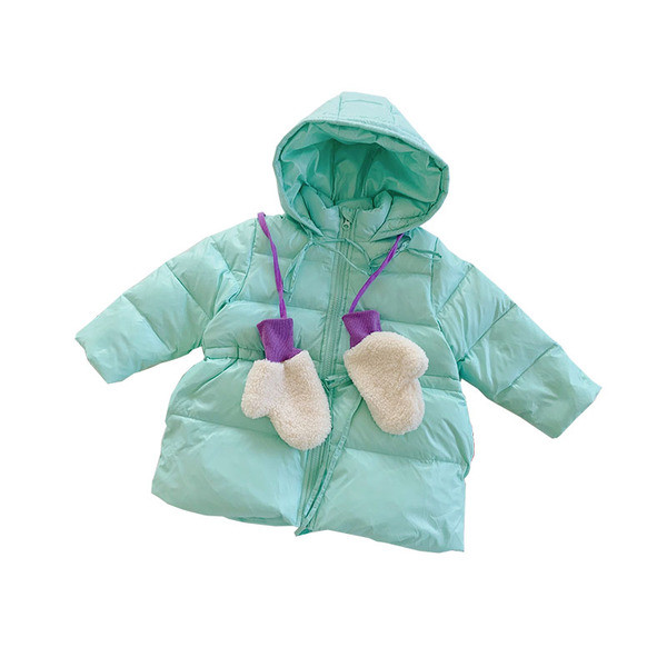 Μοντέρνο παιδικό μπουφάν για κορίτσια με κουκούλα και κορδόνια στη μέση