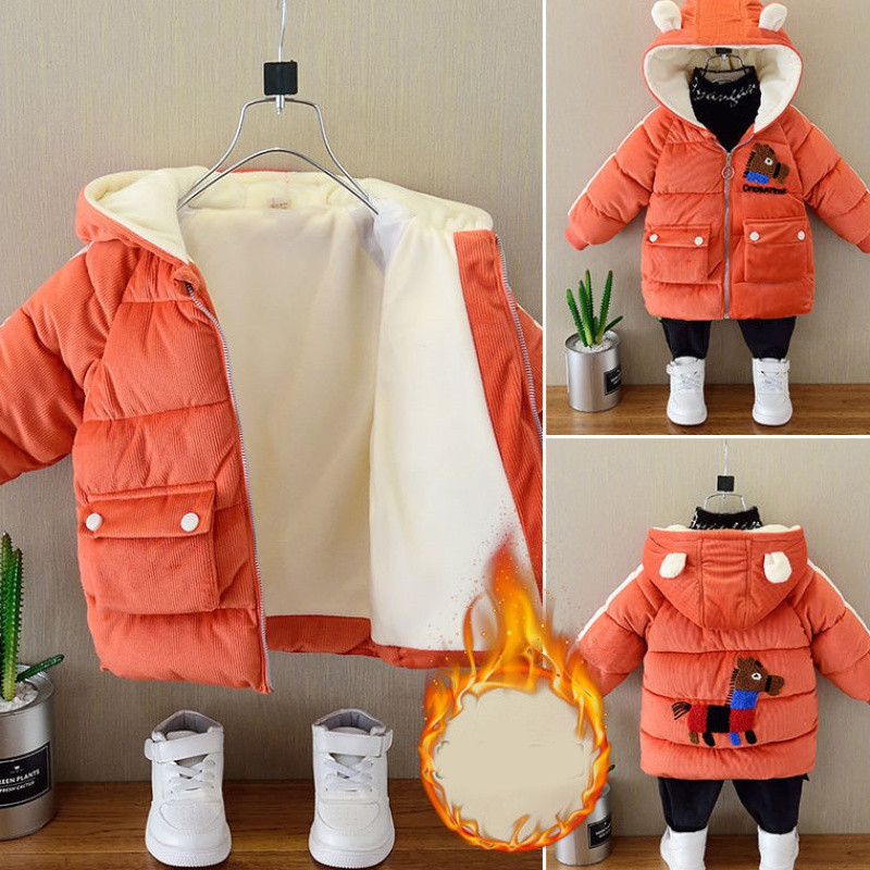 Laste sooja voodri ja kapuutsiga talvejope