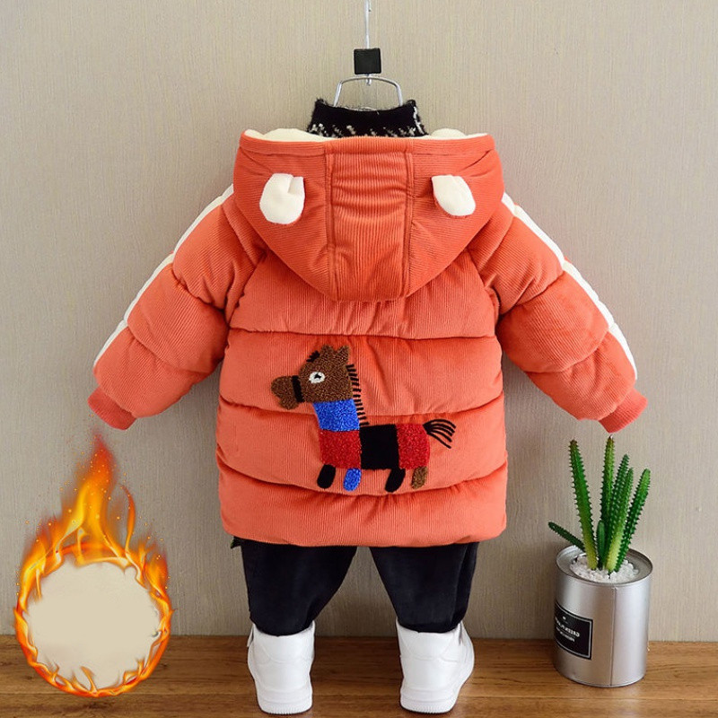 Laste sooja voodri ja kapuutsiga talvejope