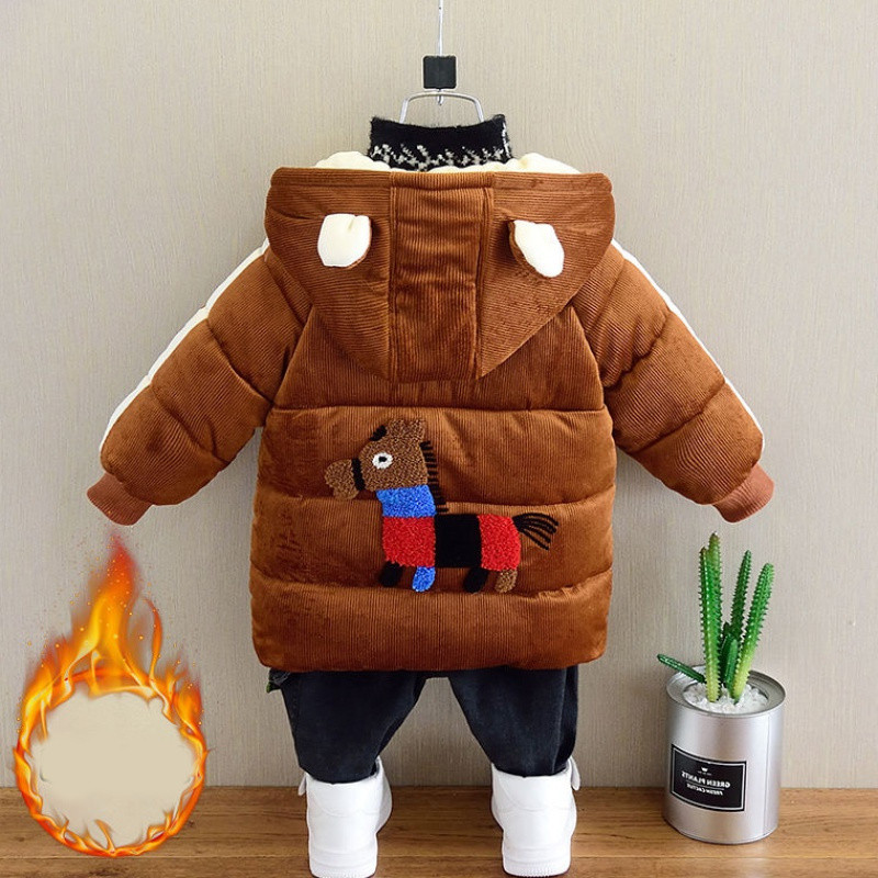 Laste sooja voodri ja kapuutsiga talvejope