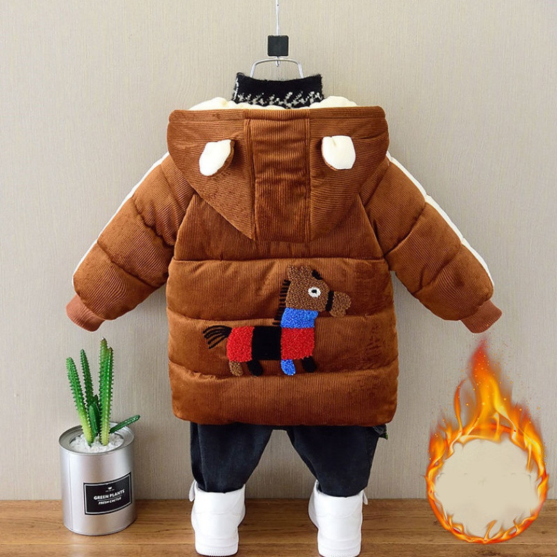 Laste sooja voodri ja kapuutsiga talvejope