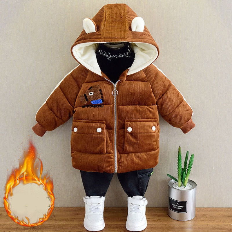 Laste sooja voodri ja kapuutsiga talvejope