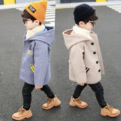 Laste moodne kapuutsiga talvejope poistele