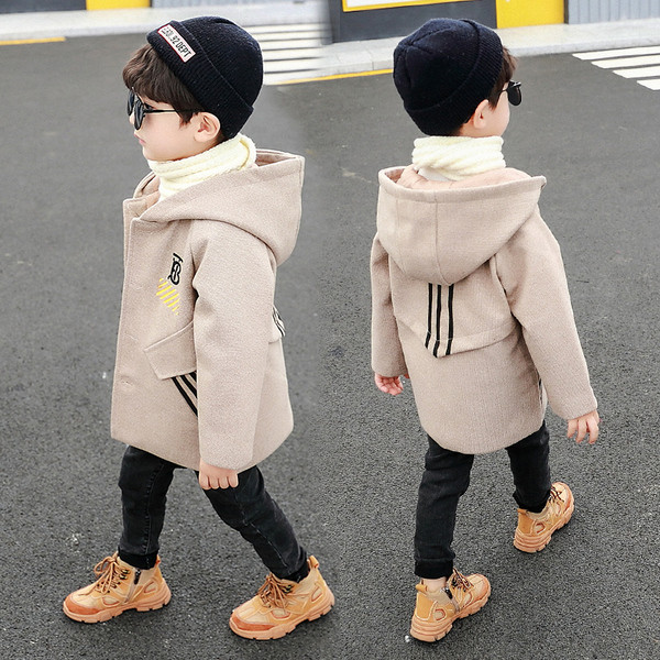 Laste moodne kapuutsiga talvejope poistele