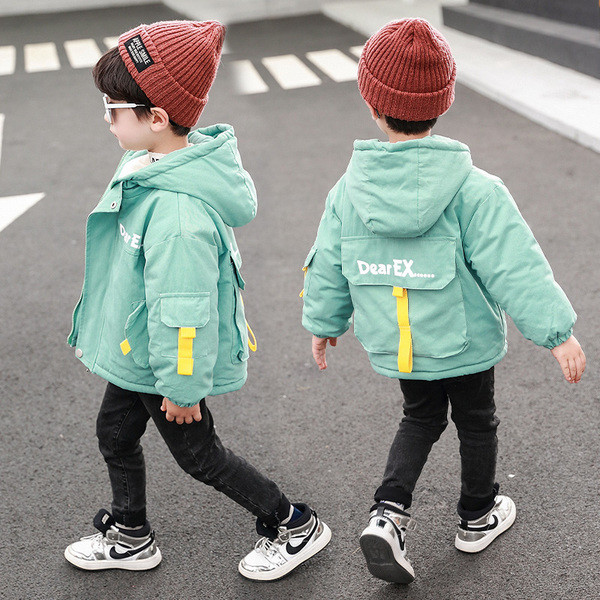 Kapuutsiga ja sooja voodriga laste vabaaja jope poistele