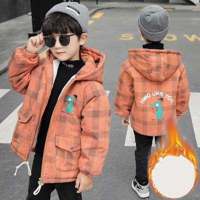 Uus mudel kapuutsiga laste ruuduline jope poistele