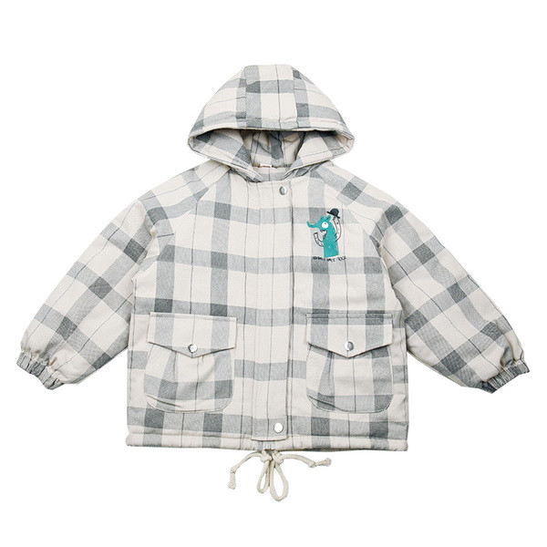 Uus mudel kapuutsiga laste ruuduline jope poistele