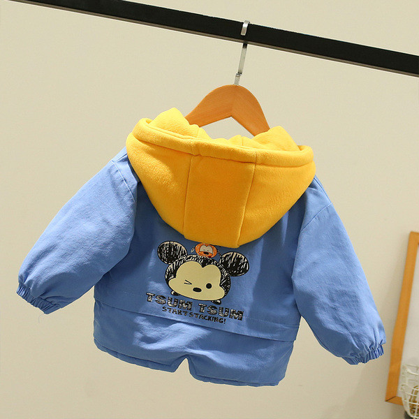 Παιδικό φθινοπωρινό  μπουφάν για αγόρια με κουκούλα και απλικέ στη πλάτη