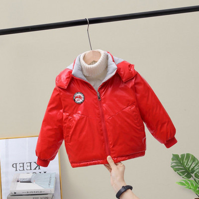 Παιδικό μπουφάν διπλής όψης με απλικέ και κουκούλα