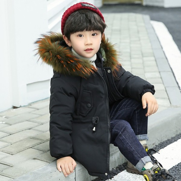 Geaca de iarna pentru copii cu puf si fermoar pentru baieti