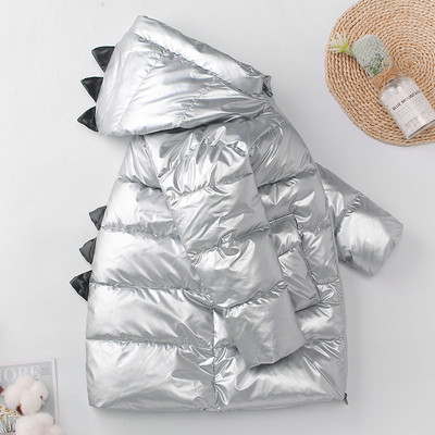 Χειμερινό παιδικό μπουφάν για αγόρια και κορίτσια με κουκούλα και τρισδιάστατα στοιχεία