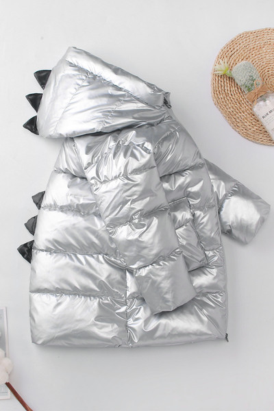 Χειμερινό παιδικό μπουφάν για αγόρια και κορίτσια με κουκούλα και τρισδιάστατα στοιχεία