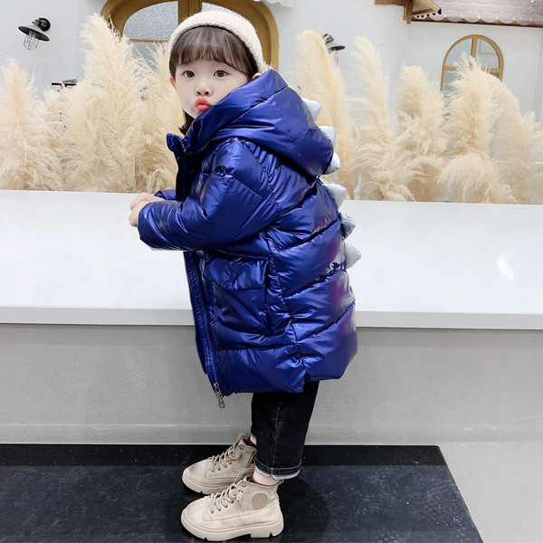 Χειμερινό παιδικό μπουφάν για αγόρια και κορίτσια με κουκούλα και τρισδιάστατα στοιχεία