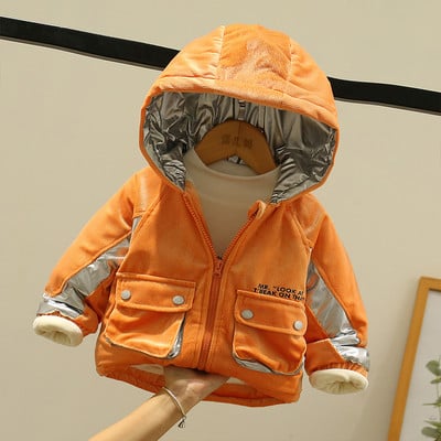 Παιδικό κοτλέ μπουφάν με κουκούλα και απλικέ