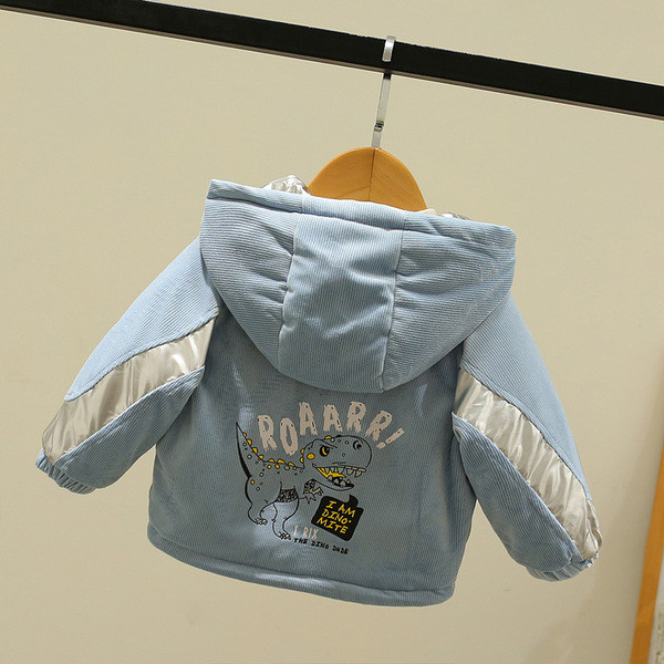 Παιδικό κοτλέ μπουφάν με κουκούλα και απλικέ 