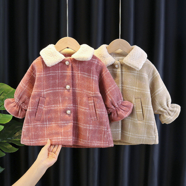 Παιδικό παλτό για κορίτσια με κλασικό γιακά και κουμπιά