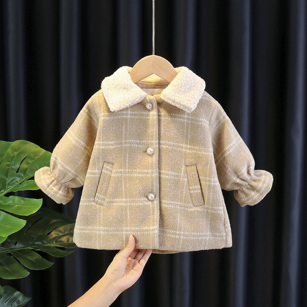 Παιδικό παλτό για κορίτσια με κλασικό γιακά και κουμπιά