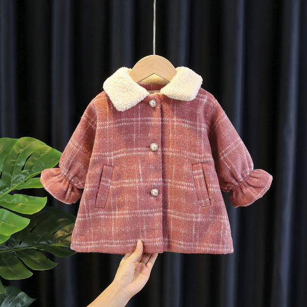 Παιδικό παλτό για κορίτσια με κλασικό γιακά και κουμπιά