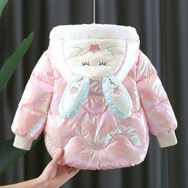 Μοντέρνο παιδικό μπουφάν για κορίτσια με τρισδιάστατα στοιχεία στην κουκούλα