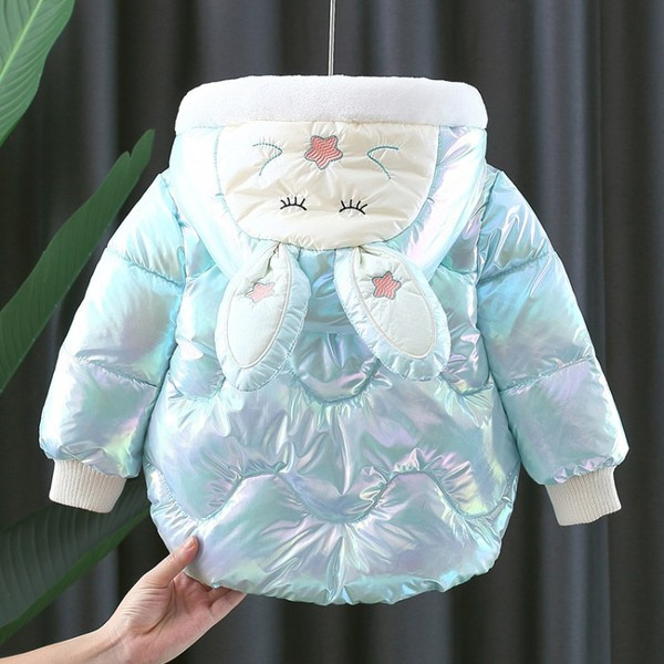Μοντέρνο παιδικό μπουφάν για κορίτσια με τρισδιάστατα στοιχεία στην κουκούλα