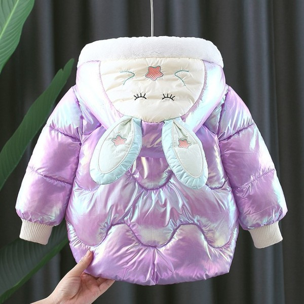 Μοντέρνο παιδικό μπουφάν για κορίτσια με τρισδιάστατα στοιχεία στην κουκούλα