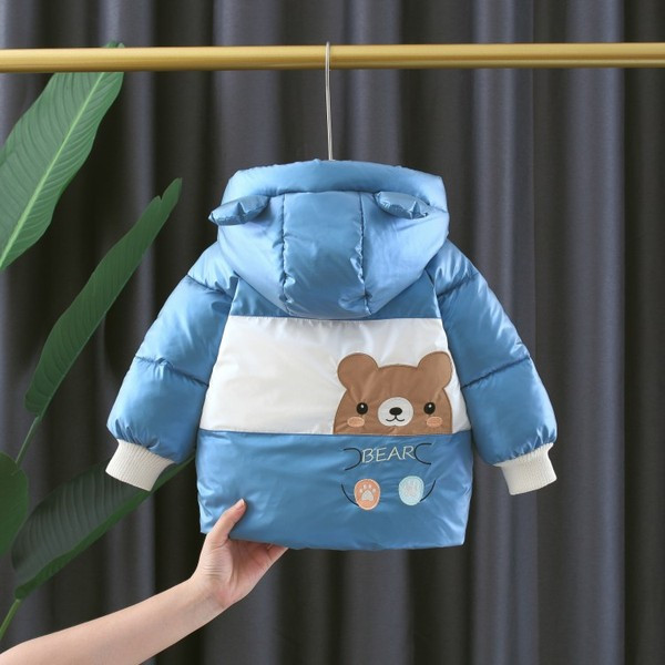 Talvine kapuutsiga ja aplikatsiooniga laste jope poistele ja tüdrukutele