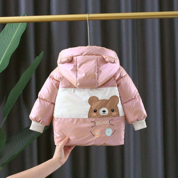 Talvine kapuutsiga ja aplikatsiooniga laste jope poistele ja tüdrukutele