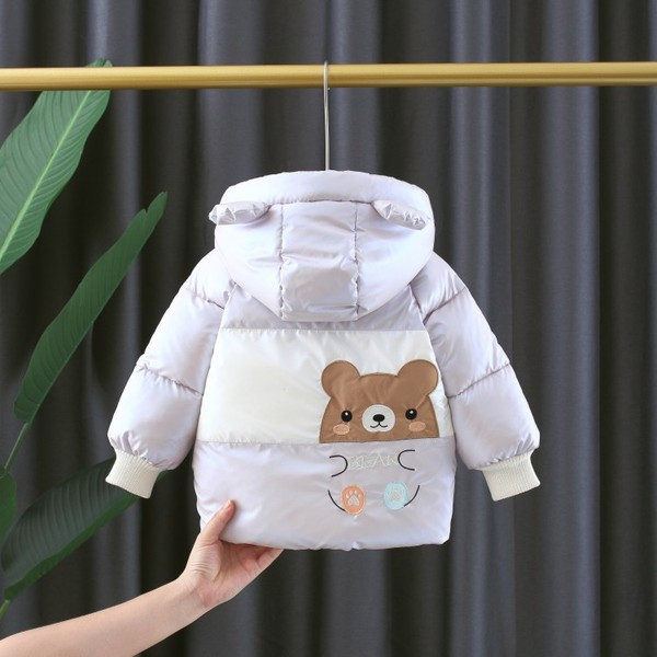 Talvine kapuutsiga ja aplikatsiooniga laste jope poistele ja tüdrukutele