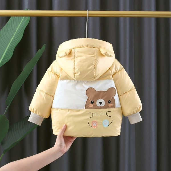 Talvine kapuutsiga ja aplikatsiooniga laste jope poistele ja tüdrukutele