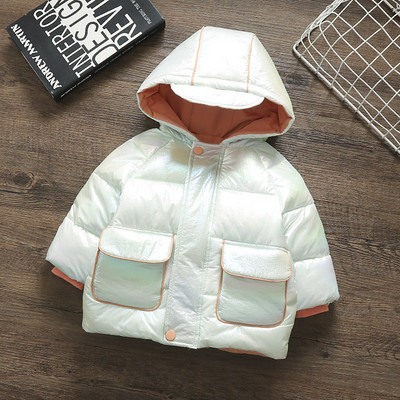 Λευκό παιδικό μπουφάν με κουκούλα κατάλληλο για αγόρια και κορίτσια