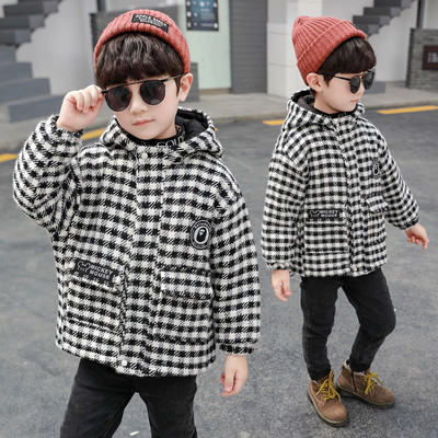 Laste igapäevane ruuduline jakk taskute ja kapuutsiga